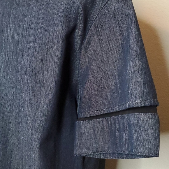 All Saints Denim Blouse with Black Trim - Picture 4 of 10